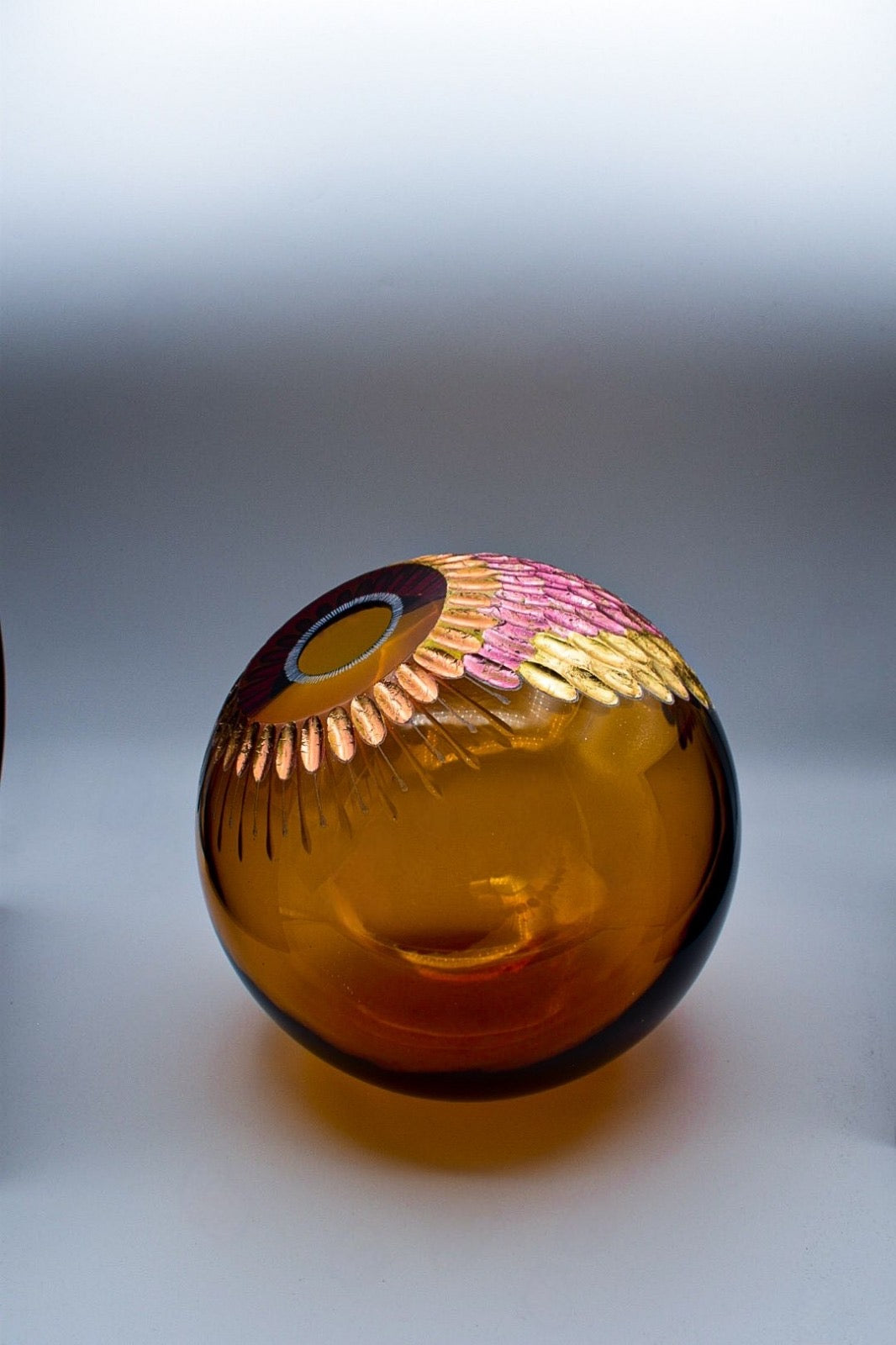 Ambra Crystal Vase "Golden leaves"
