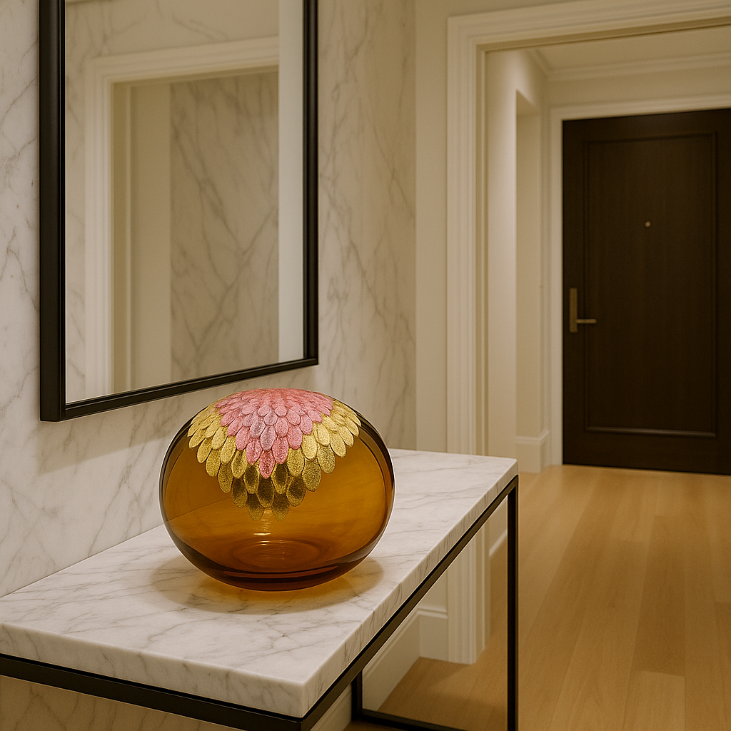 Ambra Crystal Vase "Golden leaves"