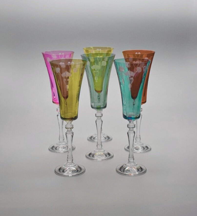 Multicolor Crystal Flutes (set 6 pieces)