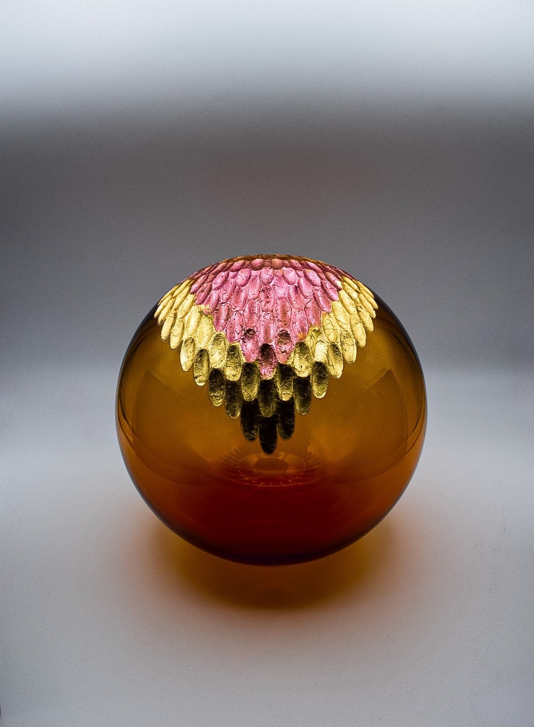 Ambra Crystal Vase "Golden leaves"